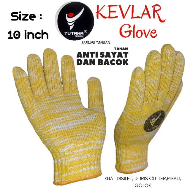 SARUNG TANGAN ANTI BACOK Dan SAYAT Atau KEVLAR 10INCH Kuning