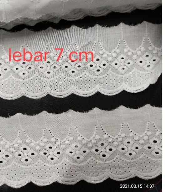➨ Renda bordir katun kembang renda katun putih renda bordir renda pinggir renda baju renda mukena re