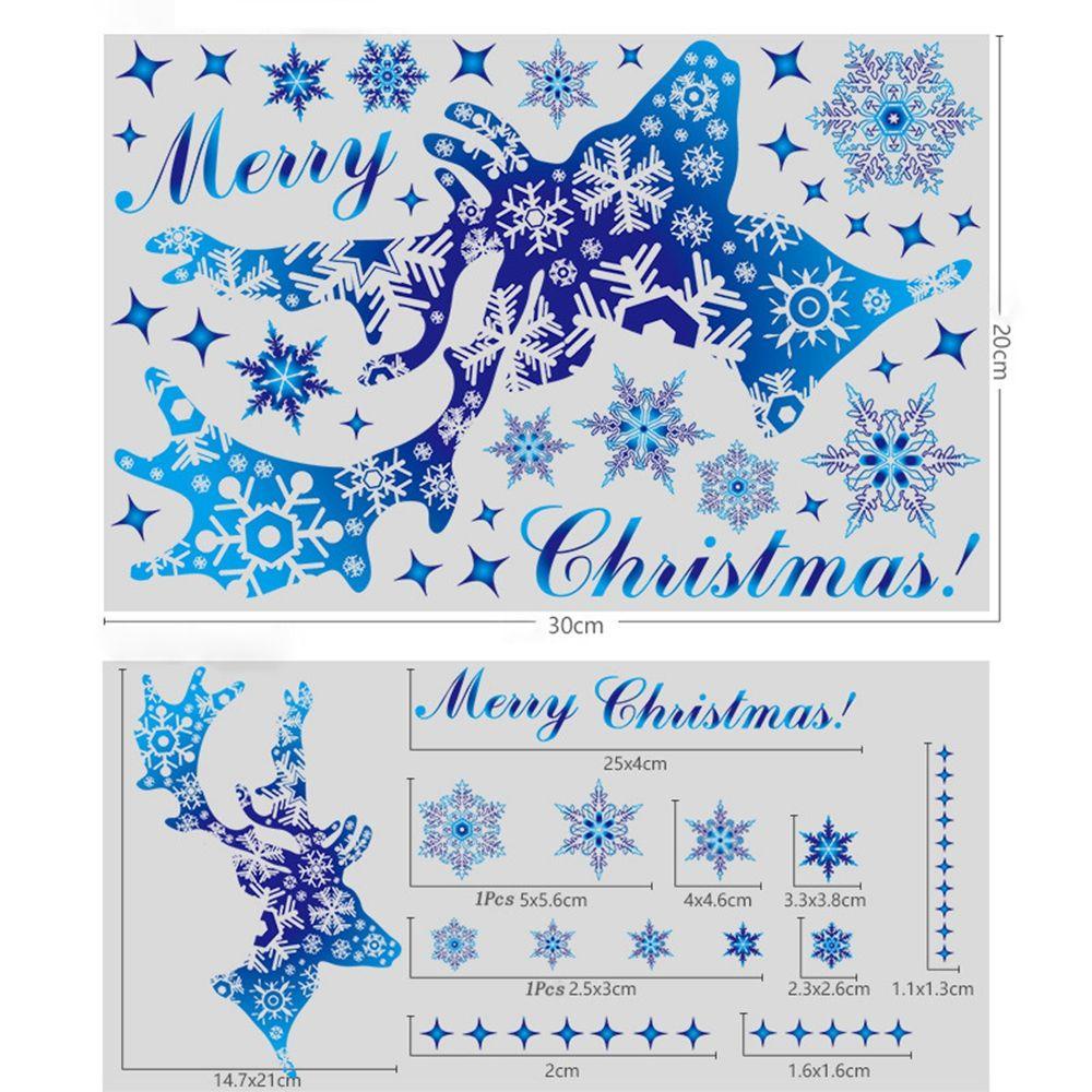 [Elegan] Stiker Kaca Jendela Stiker Elektrostatik Biru Elk Tahun Baru Dekorasi Rumah Ornamen Natal Window Decal Wall Decals