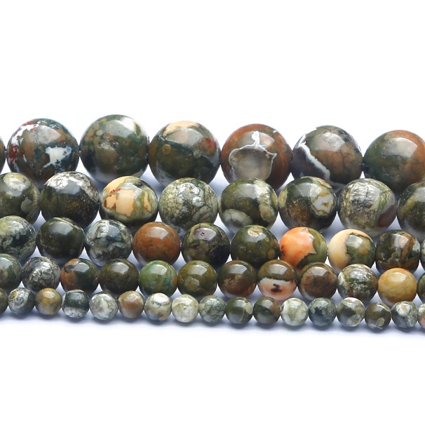 32-89 pcs Baru Alami Rhyolite Jasper Beads, Diameter 4/6/8/10/12mm, Diameter lubang sekitar 1mm, digunakan untuk Membuat Perhiasan DIY Strand