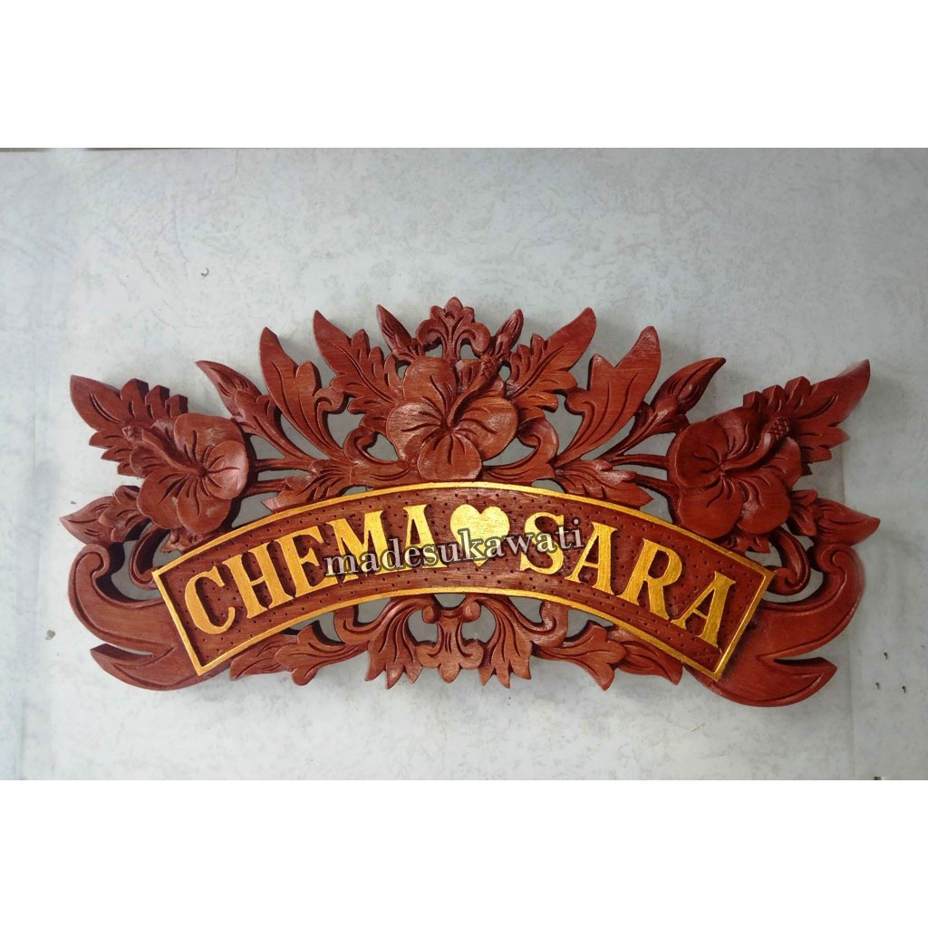 Name plate papan nama gantung dinding motif bunga pucuk