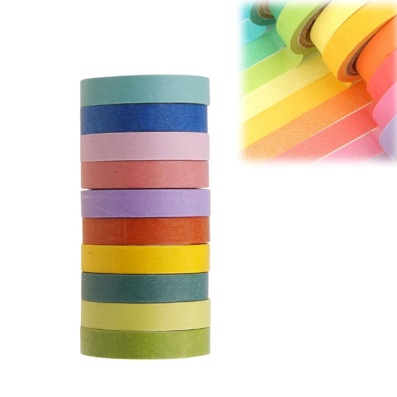 

10x Washi Tape Set Masking Scrapbook Dekorasi Kertas Perekat Stiker DIY Warna