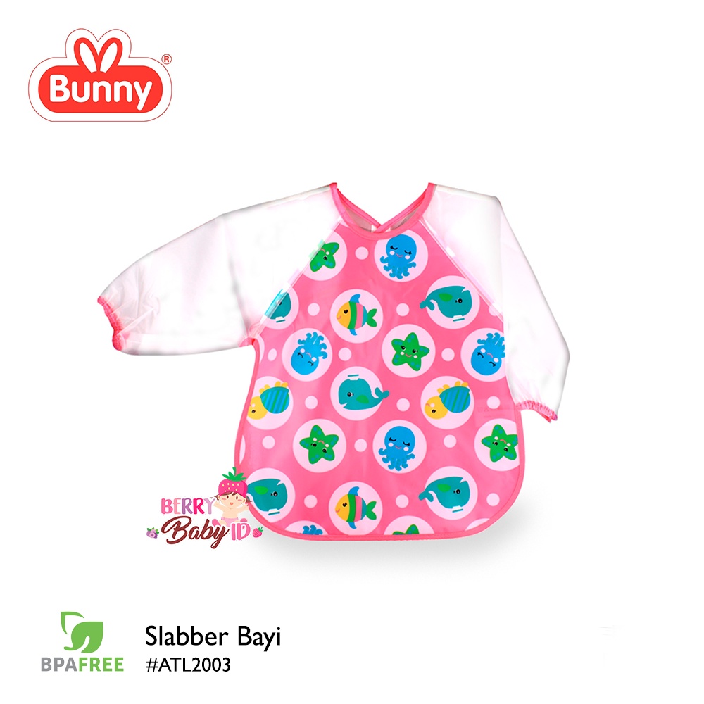 Lusty Bunny Slabber Bayi Waterproof Celemek Makan Bayi Tatak Panjang Anti Air Tumpah LUS039 Berry Mart