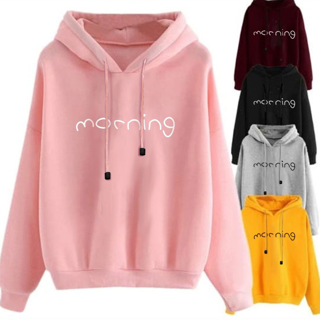 Parisdivarious Sweater Hoodie Jemper Morning Bahan Fleece Size S - XXL (Pria &amp; Wanita)