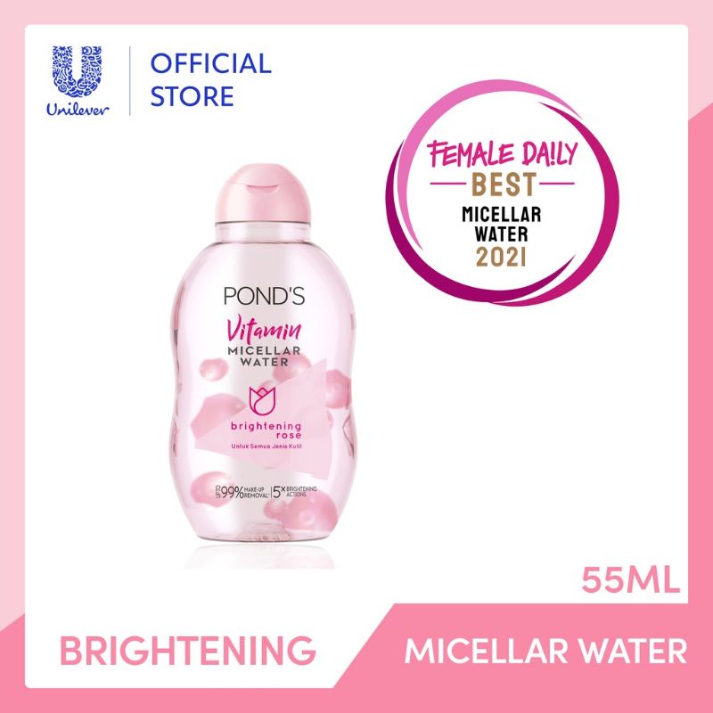 Ponds MICELLAR WATER 55ml Make Up Remover Mengandung Niacinamide Dan Vitamin