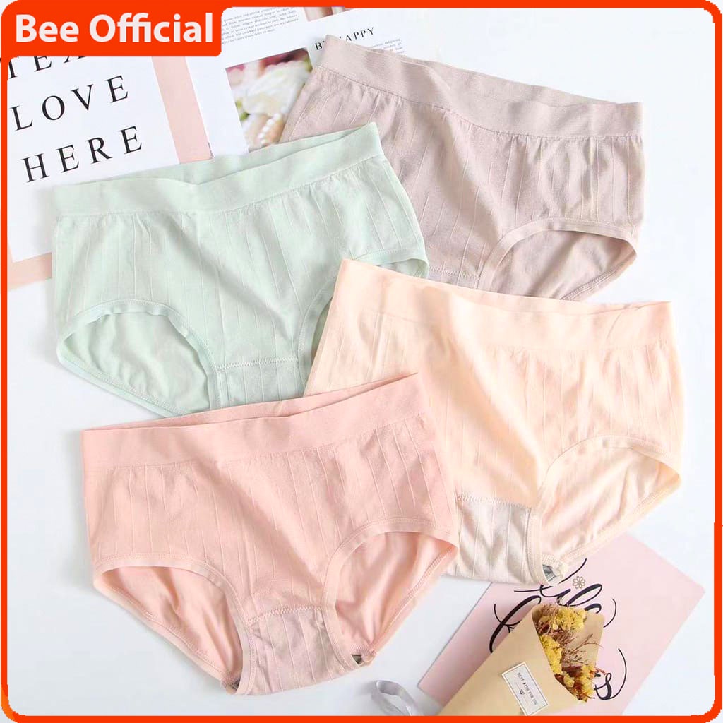 BEE - Celana Dalam Wanita Elastis Bahan Import Mid Waist Cd Undies 1666 TM