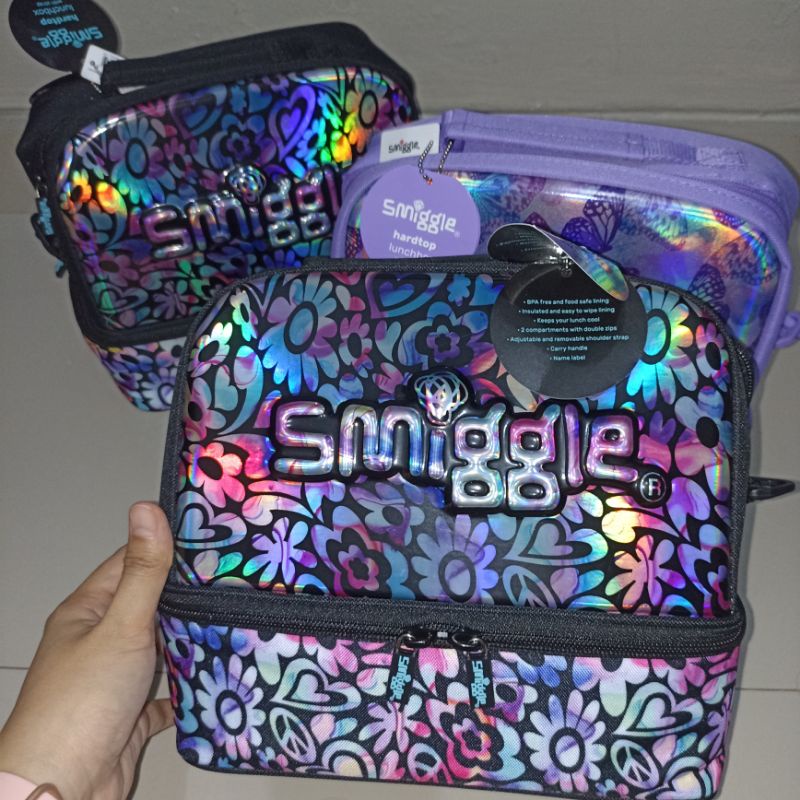 Smiggle Mirage Hardtop Lunch Box Tas Bekal - Black Mix/Purple - ORI WITH TAG