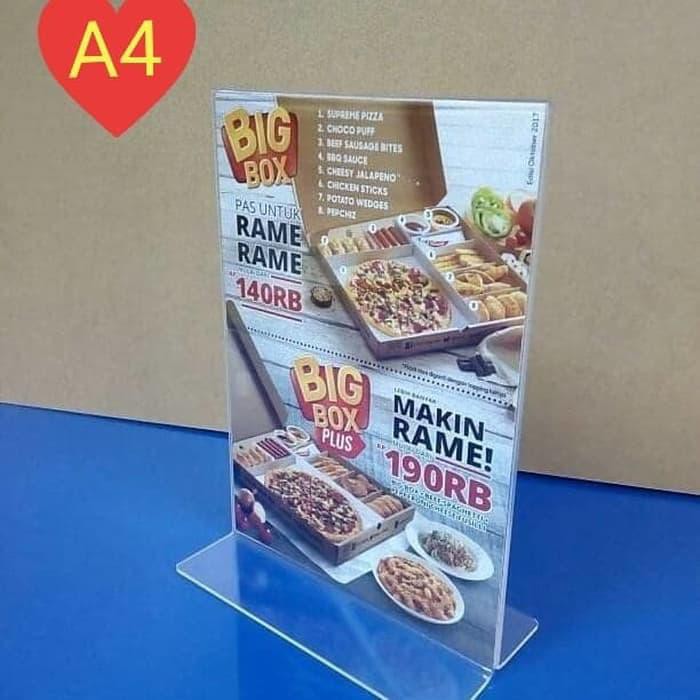 

Acrylic Tentcard/Nomor Meja Arylic/Papan Nama /Tempat Brosur Uk A4