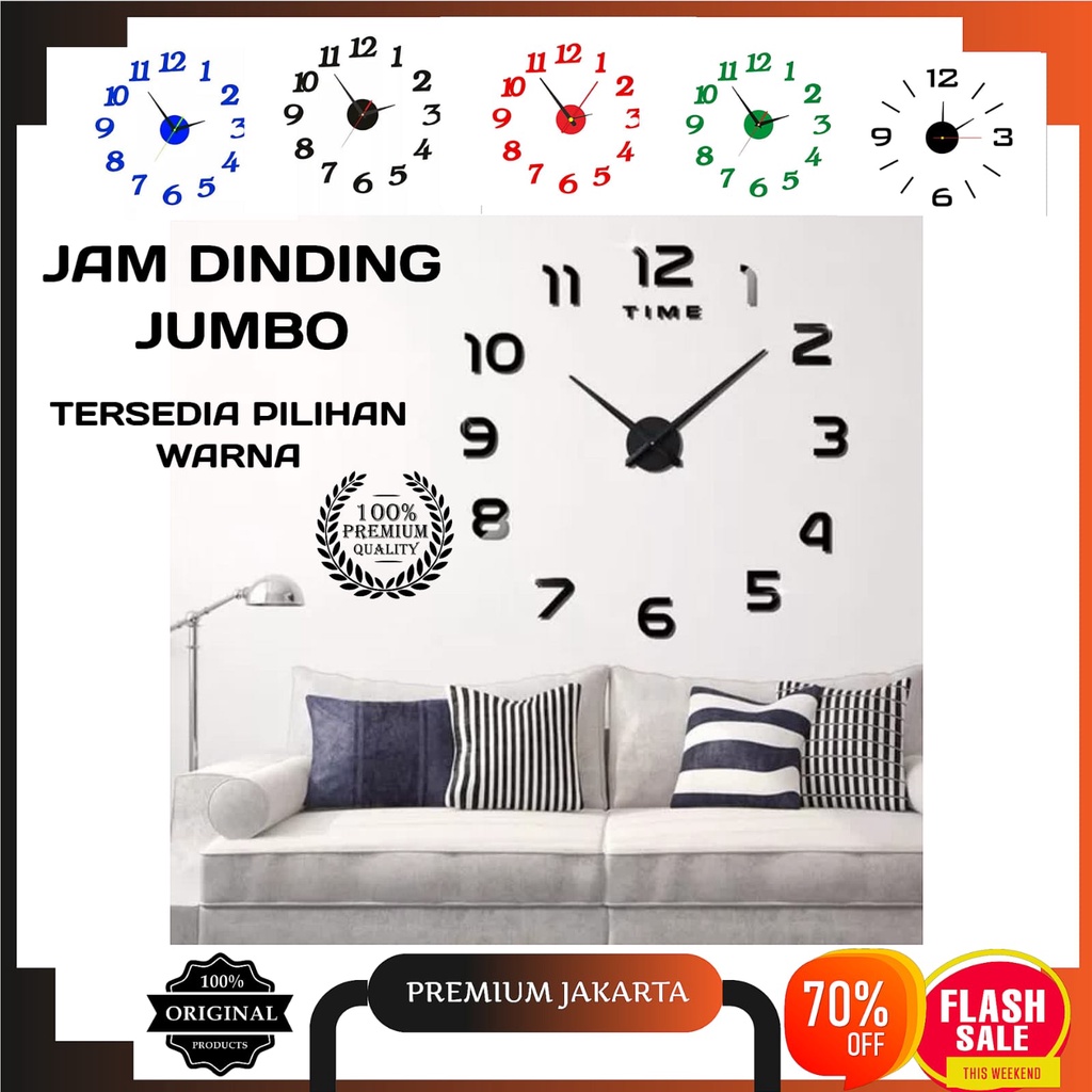 Jam Dinding Tempel / Jam DIY Jumbo Unik Untuk Ruang Tamu/Kamar / Jam Analog