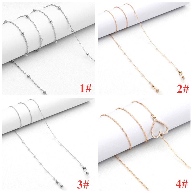 XiaoboACC Mask Strap Pearl Face Mask Chain Beaded Glasses Chains For Women Vintage Metal Sunglasses Lanyards Glasses Cord Holder Neck Strap