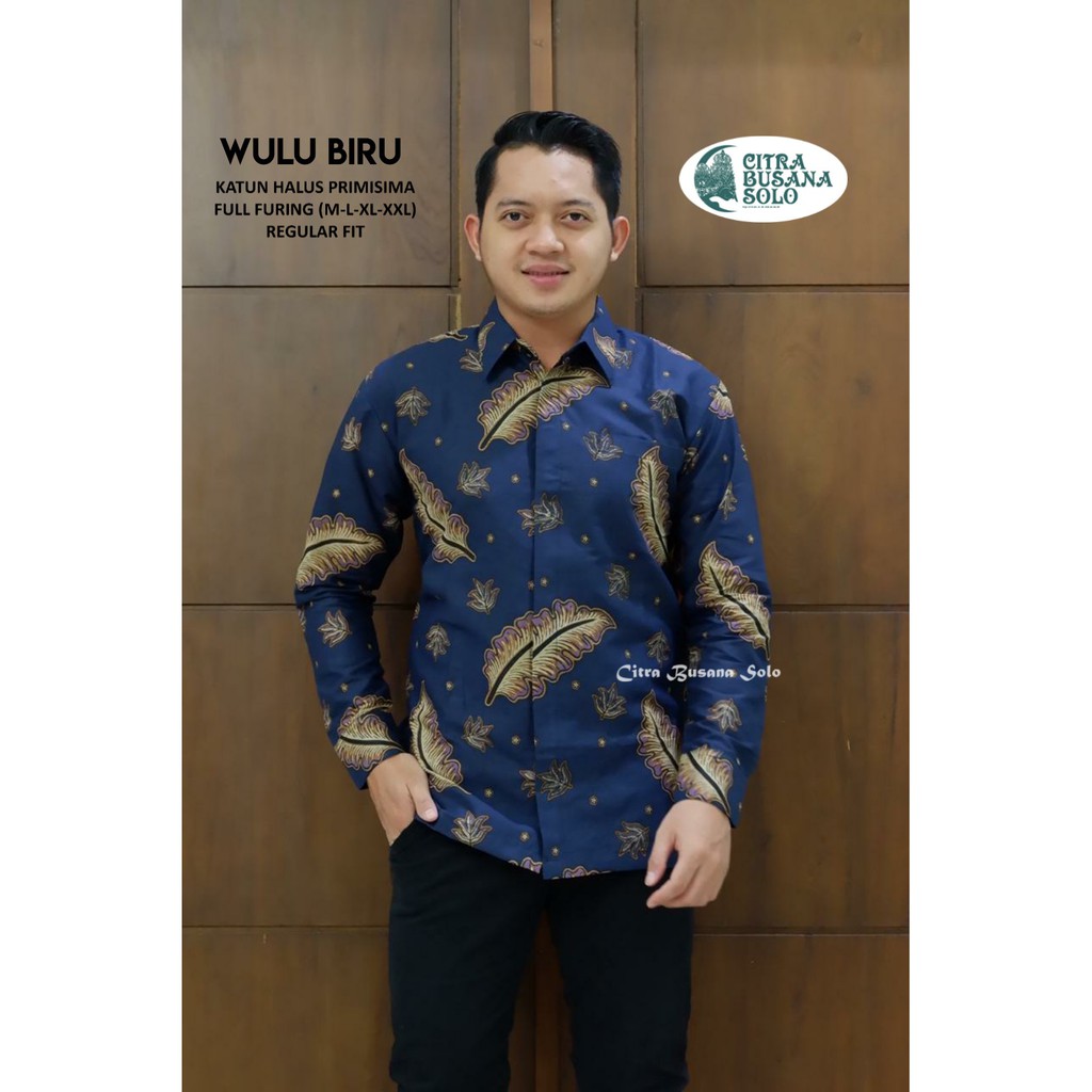 WULU BIRU Kemeja Batik Pria Full Furing Bahan Katun Halus Primisima