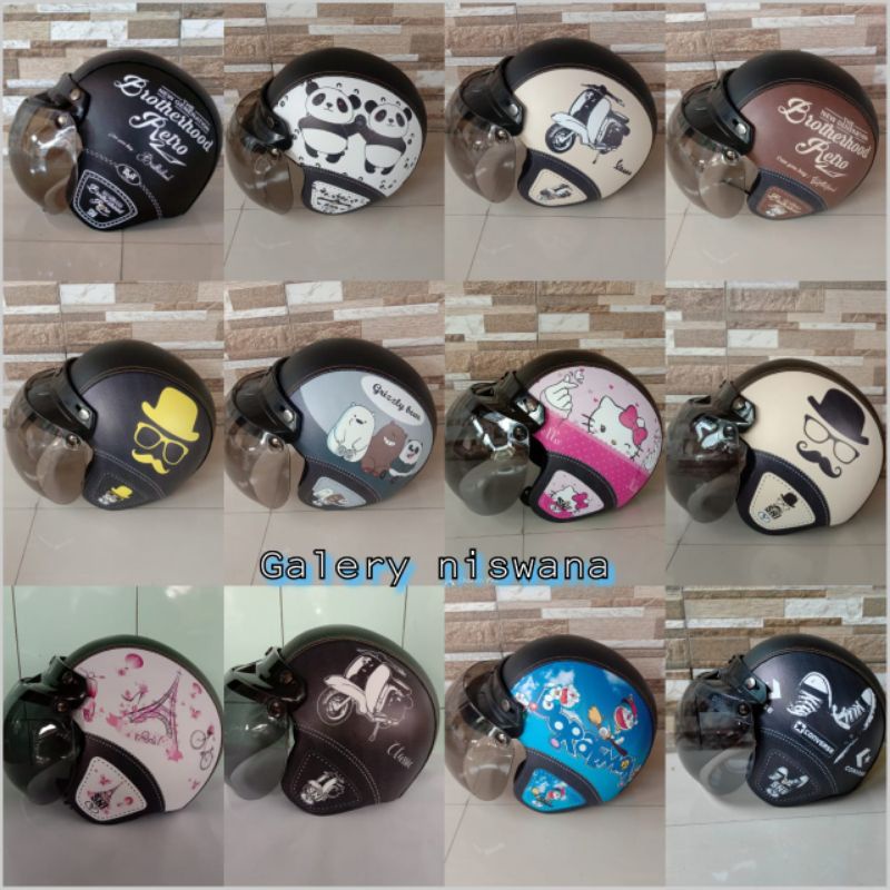 HELM BOGO DEWASA MOTIF PRINTING. HELM PRES. HELM DEWASA. HELM PRIA.HELM WANITA. HELM KEKINIAN.