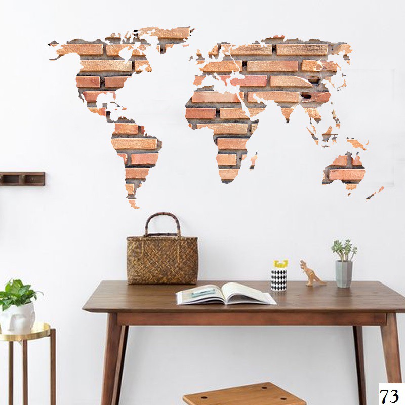 Wall Sticker 73 Maps Coklat