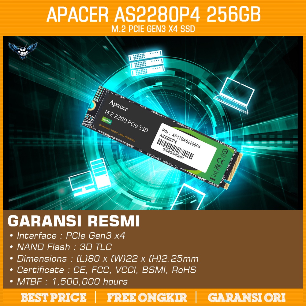 APACER AS2280P4 256GB 512GB 1TB - SSD M.2 NVME PCIe Gen3 x4 AS2280 AS2280P4X Storage PC Laptop