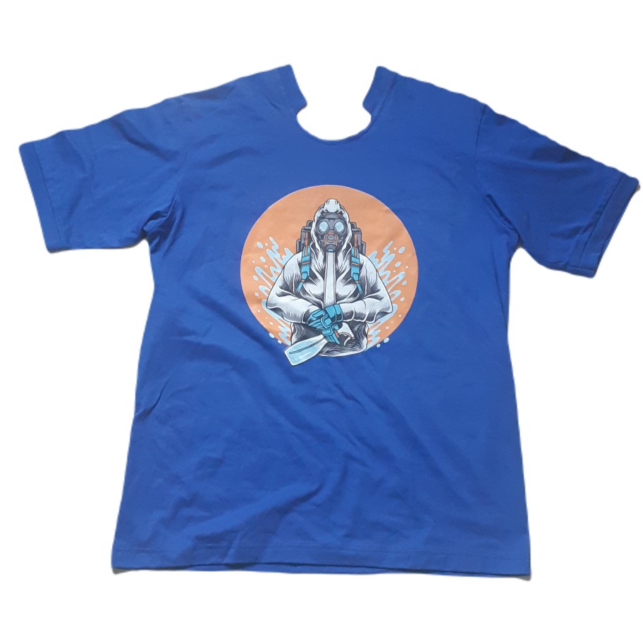 KAOS CETAK DTG DENGAN DESAIN KEREN (BIRU) GAMBAR NAKES COVID