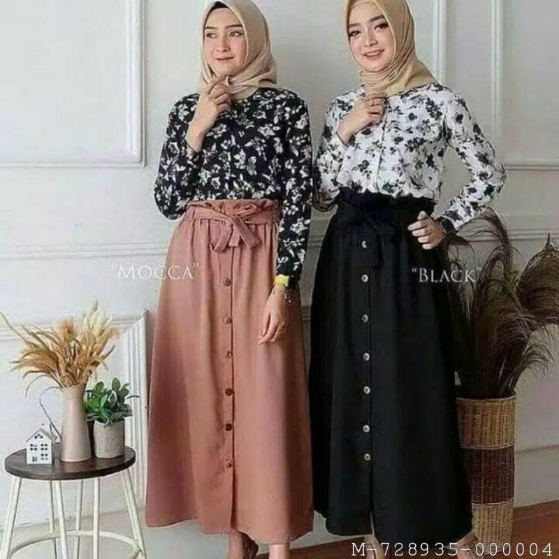 Rok kancing moscrepe rok panjang | rok kancing depan panjang termurah