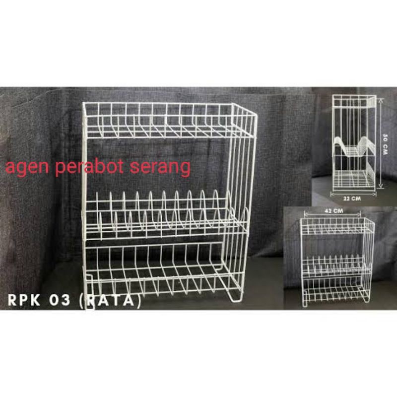 Rak piring susun 3 ANTI KARAT / besi coating plastik