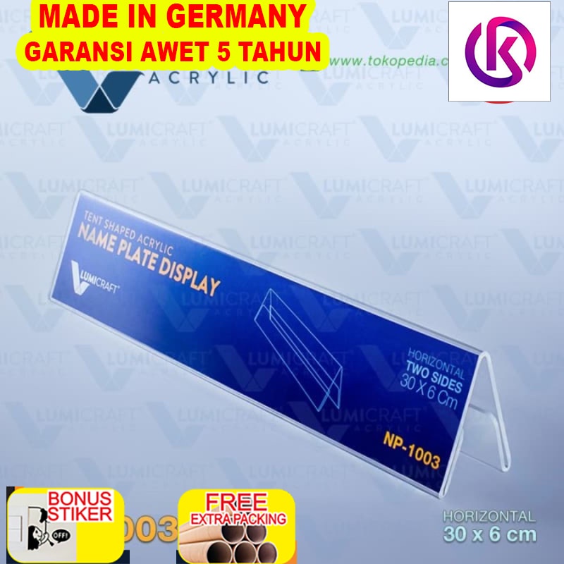 

Promo Label/Name Plate Display/Stand Acrylic/Akrilik Model Tenda - 30 x 6 cm