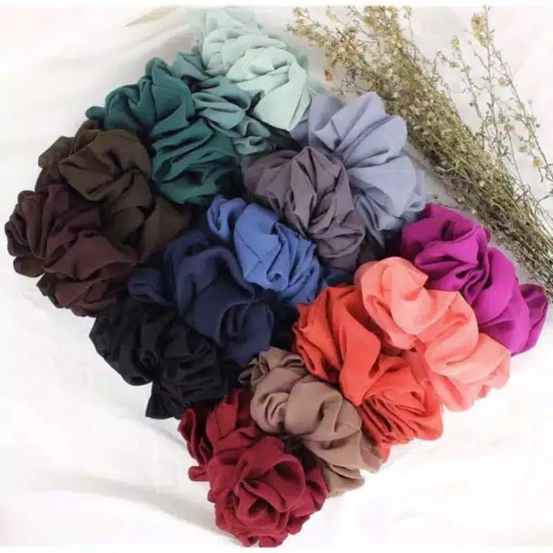 [ 1 KG - 40 PCS ] Scrunchy Cepolan Hijab / Scrunchie Size Besar / Ikat Rambut Hijaber / Kunciran