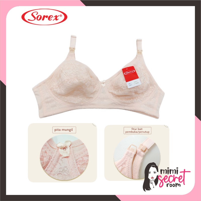 ❤ MIMI ❤ Sorex Bra Menyusui Tanpa Kawat, Tanpa Busa Setara Cup C Kait 2 Motif Brukat Nursing Bra 01017