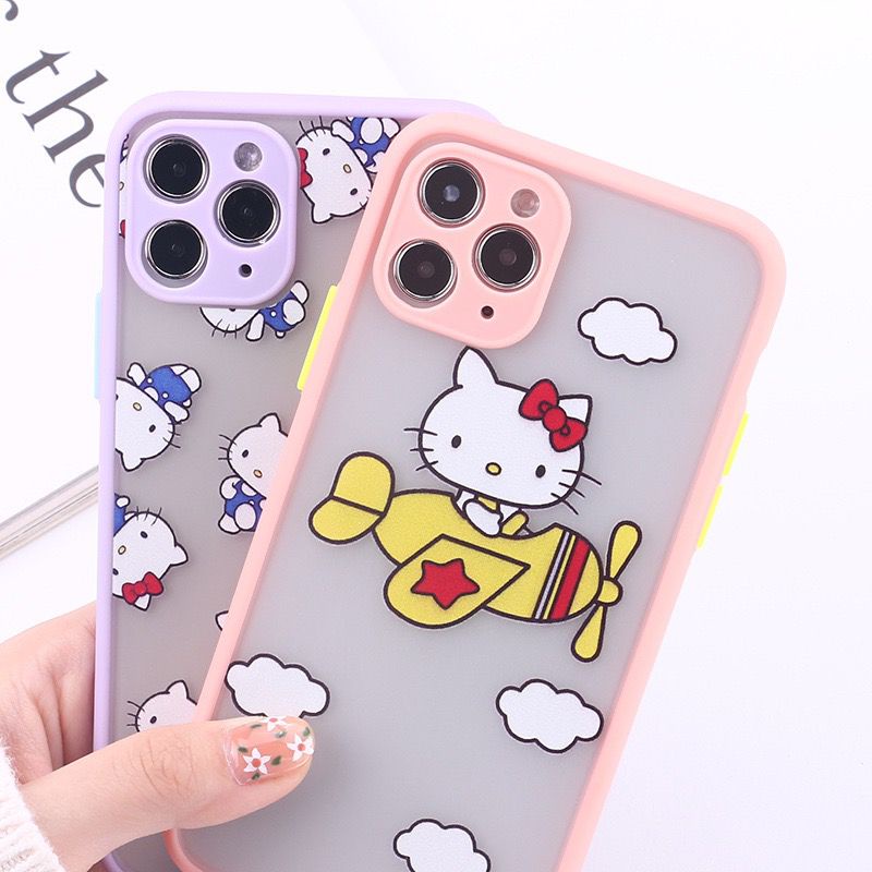 Skin Feel Case Camera Protection Case Brand Hello Kitty Ungu Lilac HK FM15 FM17 Xiaomi Redmi 5A 6A 8 9 Prime 9A 9i 9C 10 Note 4 X 5A 7 Pro 8 9 10s 5G Poco X3 M3 Vivo V20 V21 V23e Y11 Y12 Y15 Y17 Y20i Y12s Y30 Y30i Y50 Y91 Y93 Y95 Infinix Smart 5 Hot 10s