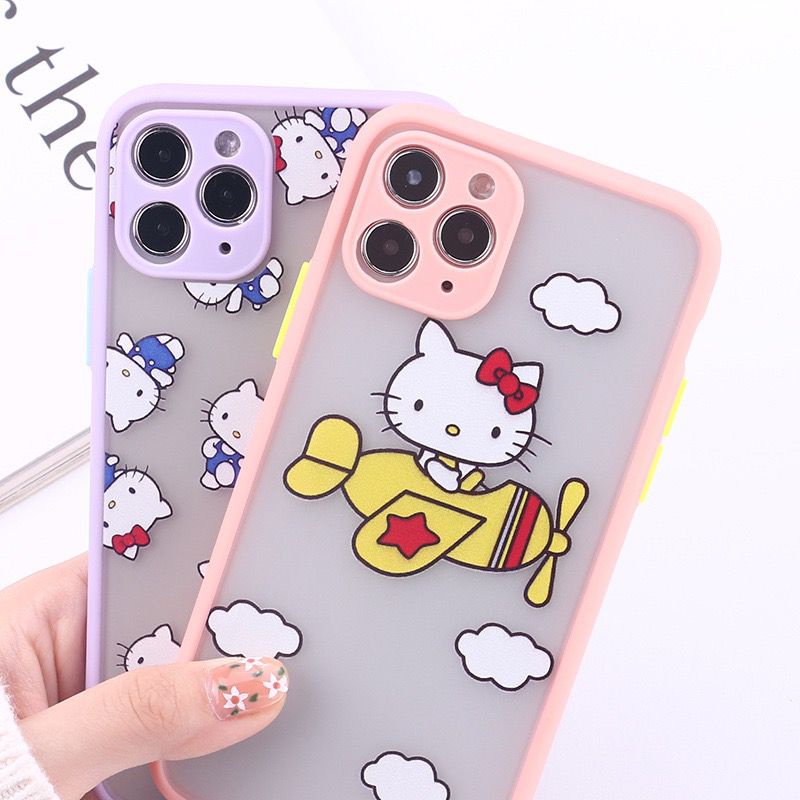 Skin Feel Case Camera Protection Case Brand Hello Kitty Ungu Lilac HK FM15 FM17 Xiaomi Redmi 5A 6A 8 9 Prime 9A 9i 9C 10 Note 4 X 5A 7 Pro 8 9 10s 5G Poco X3 M3 Vivo V20 V21 V23e Y11 Y12 Y15 Y17 Y20i Y12s Y30 Y30i Y50 Y91 Y93 Y95 Infinix Smart 5 Hot 10s