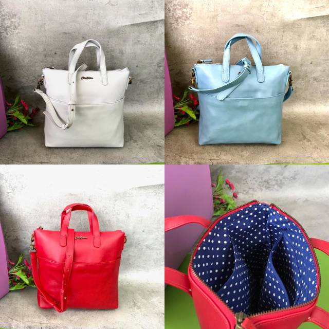 Cath Kidston  Leather Cross body Tote tas totebag original authentic asli merah red putih baby blue