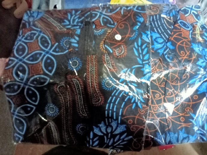 Couple Tunik Batik Motif Seno Biru M L Xl Xxl