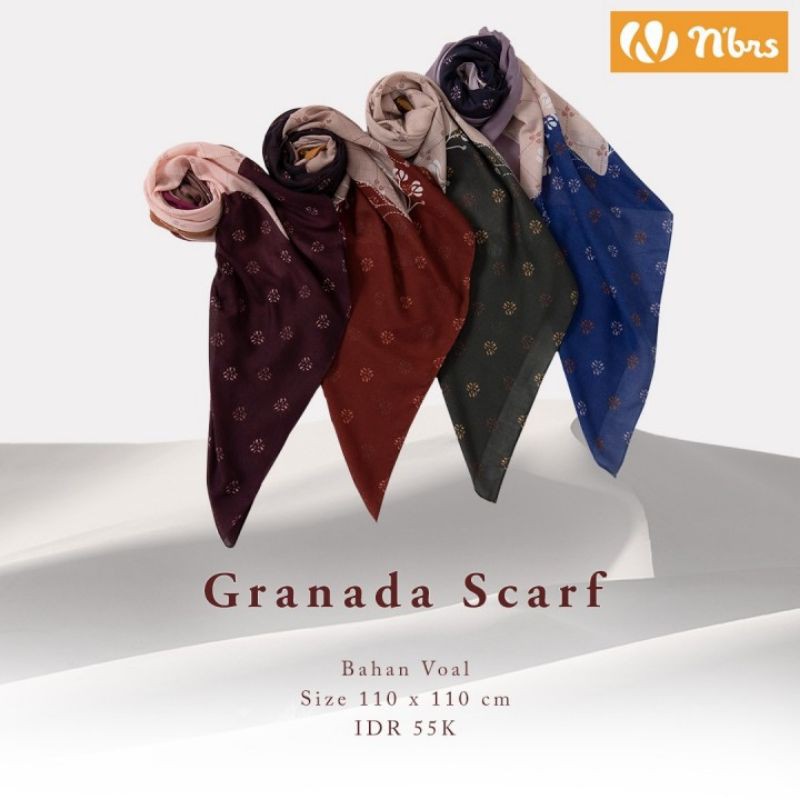 Granada Scarf, Voal Segi Empat Nibras, Hijab segi empat motif Nibras Hijab