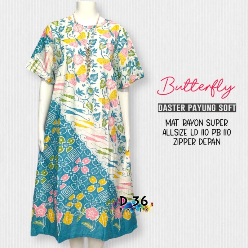 Daster Butterfly Parang Soft Batik Jumbo Rayon Santung Santai Home Dress Casual Baju Tidur Premium Piyama