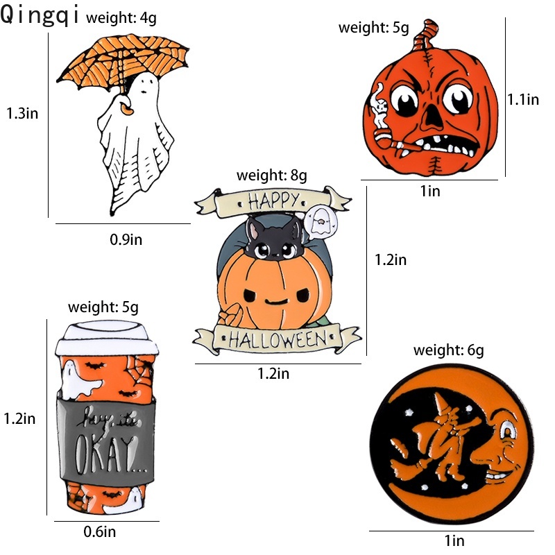 Bros Pin Enamel Desain Labu Penyihir Hantu Halloween