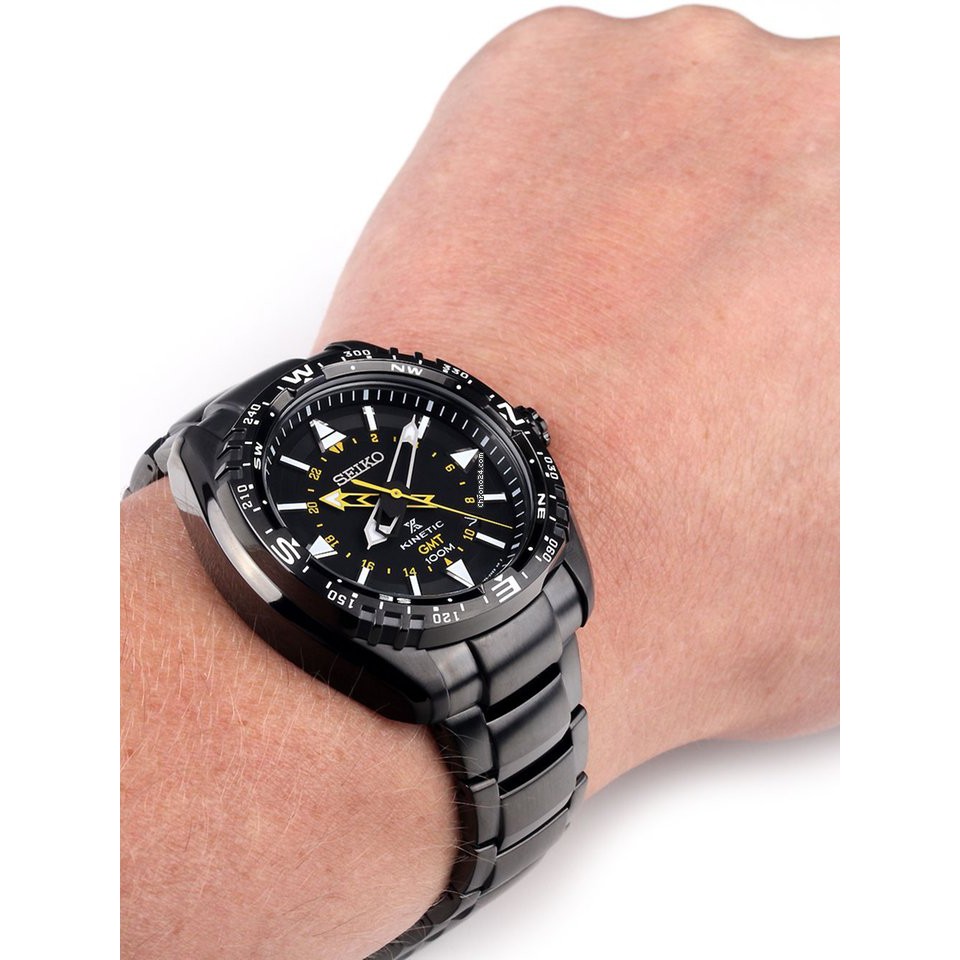 Seiko Prospex SUN047P1 Kinetic GMT Black Bracelet - Jam Tangan Pria SUN047