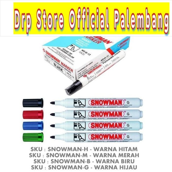 1 Pcs Spidol Snowman Permanent Marker G-12 Hitam Merah Biru Permanen