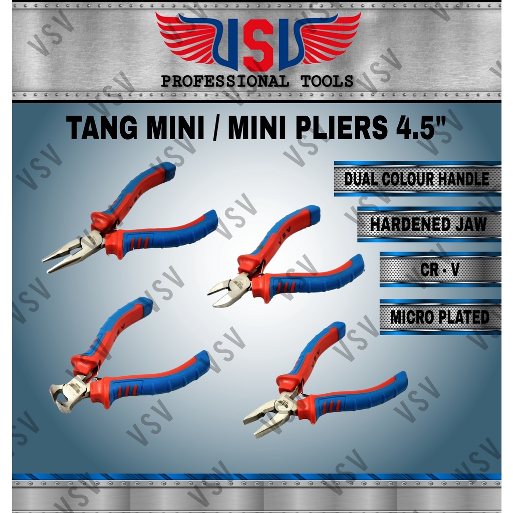 VSV Tang Mini 4.5&quot; Tang Kombinasi Lancip Potong Kakatua Mini Pliers 4.5inchi