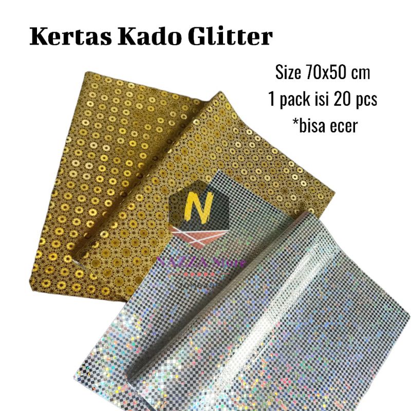 

Plastik Kertas Kado Glitter 70x50 cm 2 lembar