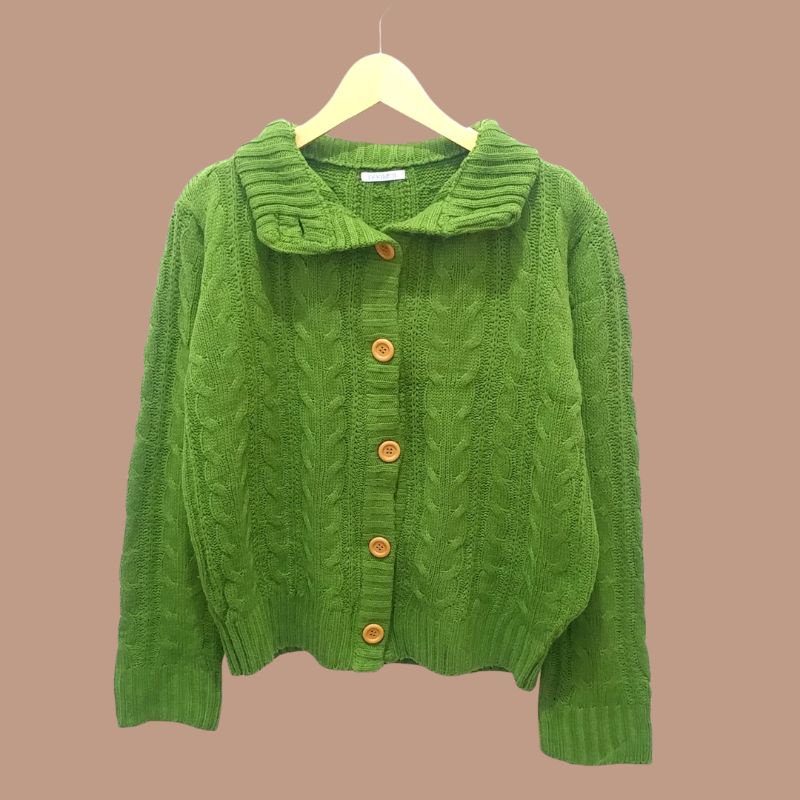 471 Doomer Green Cardigan thrift