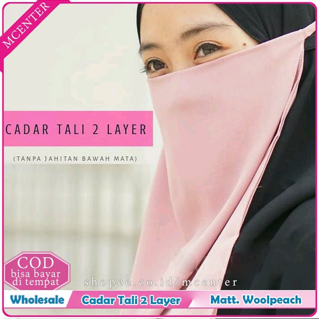 Cadar Wolfis Tali 2 Layer Husna Purdah Woolpeach Polos Ala Malay