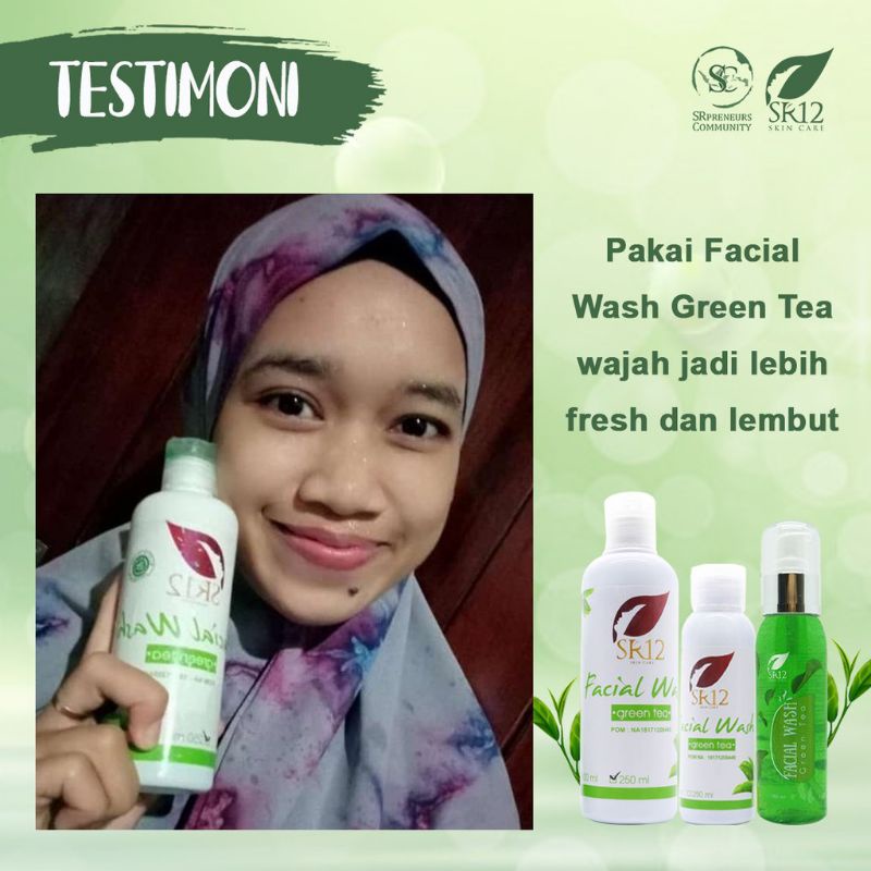 FACIAL WASH GREEN TEA SR12 / SABUN WAJAH GREEN TEA SR12 BPOM / MENCERAHKAN WAJAH / FACIAL WASH GREENTEA / SABUN SEMUA JENIS KULIT