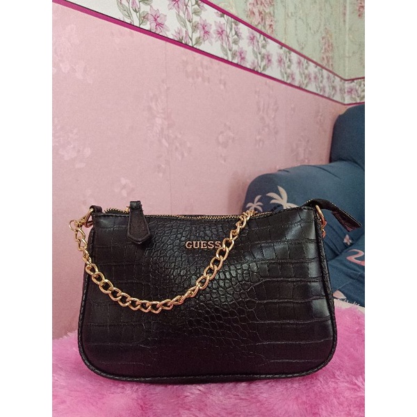Tas bahu GUESS croco shoulder bag selempang rantai preloved second pl seken bekas