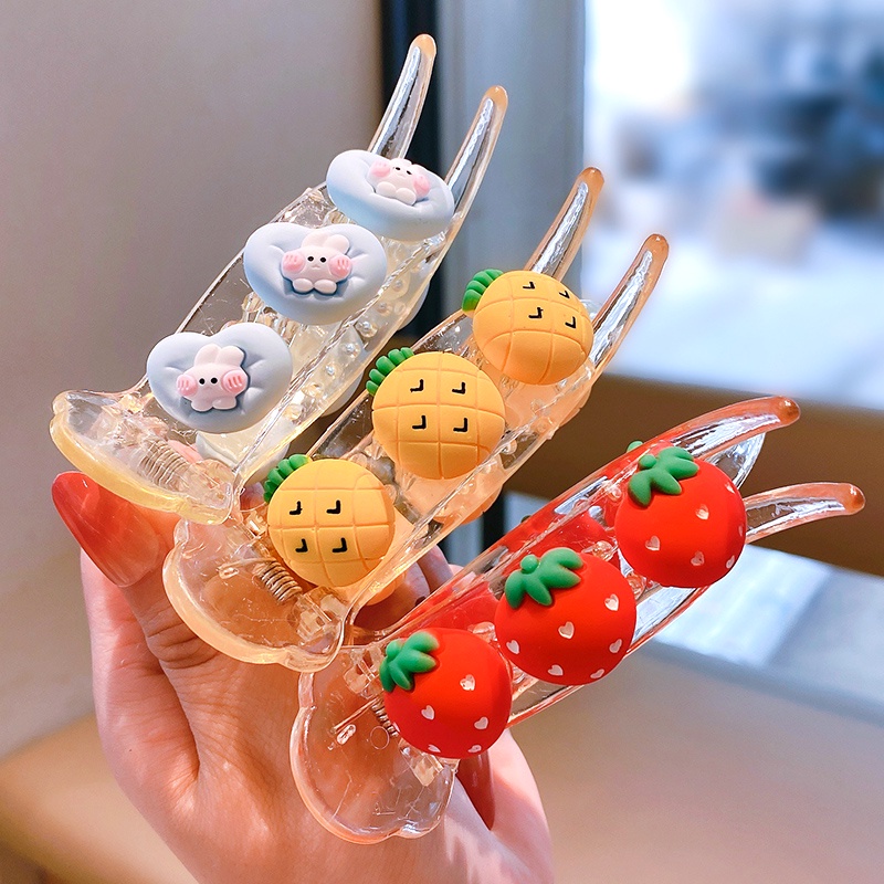 Fashion Motif Kartun Lucu Buah Nanas strawberry Jepit Rambut Korea Anak Aksesoris Rambut