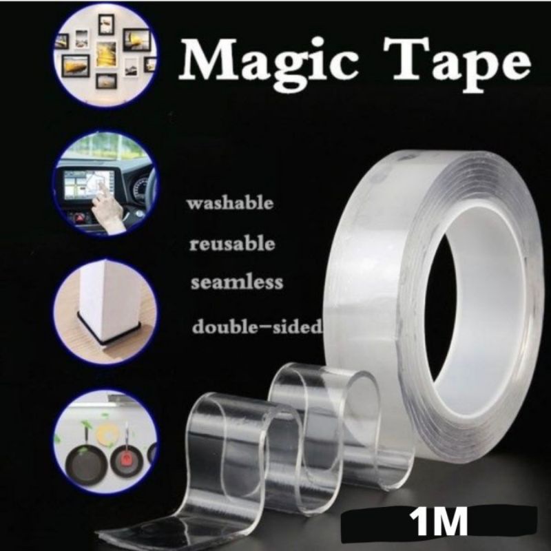 COD - Solasi Doble Tab Magic Nano 2 m x 20 mm Isolasi Lakban Doble Tab Magic Murah JY