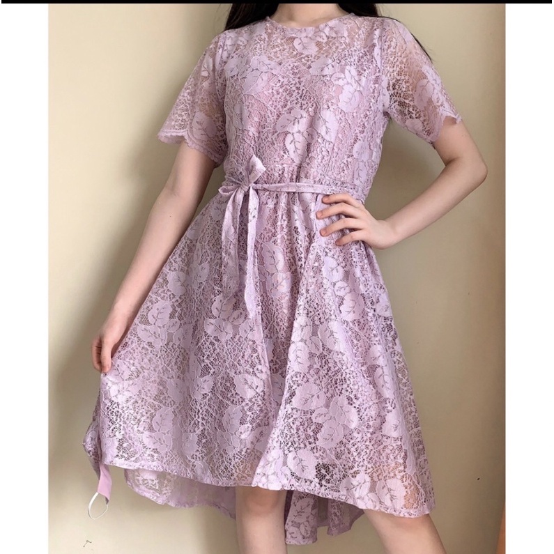 RESTOCK Ken-152B Dress pesta Kondangan A-Line Dress full brukat Non Glitter free tali pinggang