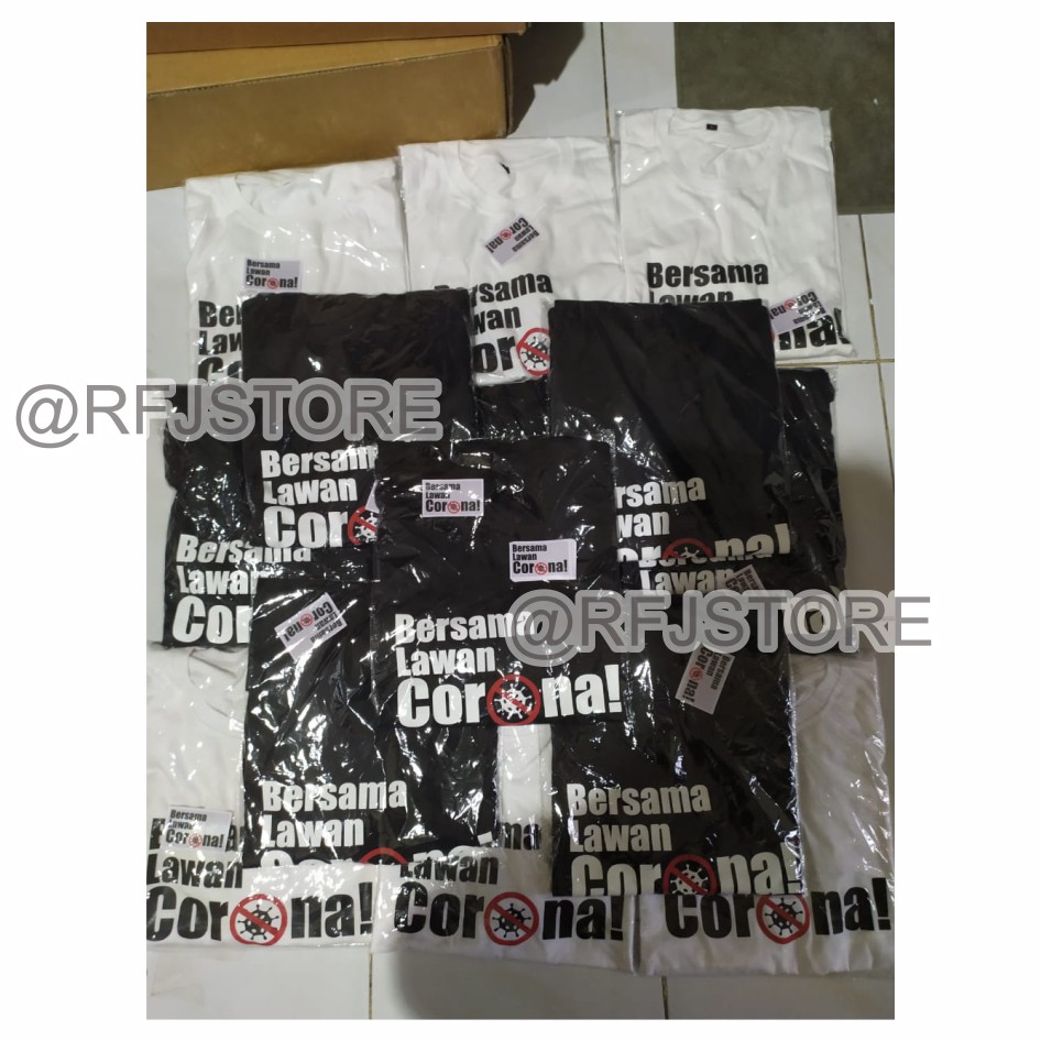 MURAH !!!! KAOS TSHIRT SABLON BERSAMA LAWAN CORONA BAHANNYA 30S COMBED ADEM