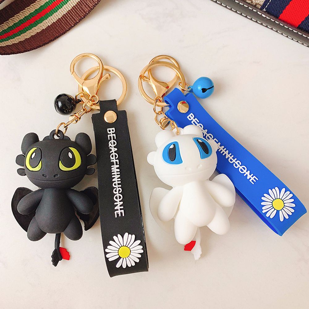 Needway  toys For Children Anime How to Train Your Dragon Cartoon Character Couple Keyring Toothless Keychains Key Chain Children Toys Bag Pendant Car Key Chain Action Figures Anime Doll Dragon 3 Light Fury/Multicolor