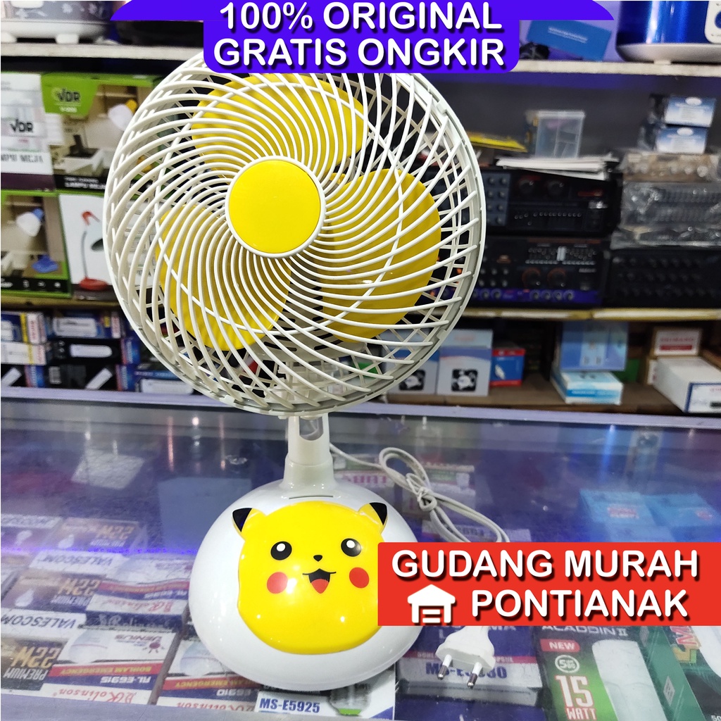 Kipas angin karakter Pikacu / Desk fan Pikacu kuning Swing Bisa MENOLEH YUNDAI