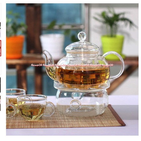 Delicia Tea Warmer Borosilicate Penghangat Teh Menggunakan Lilin Tahan Panas Bahan Kaca Bening Transparan Warm Transparant