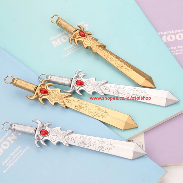 1 LUSIN Pulpen Pedang permata / sword gel pen / bolpen senjata pisau unik murah