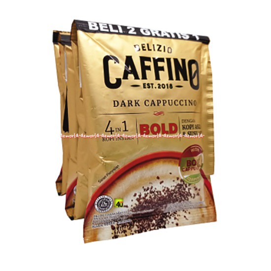 Delizio Caffino Dark Cappucino Bold 6sachet 4in1 Kopi Instan Kapucino Dengan Topping Grande Kopi Asli Susu Asli Delisio Cafino Kapucino