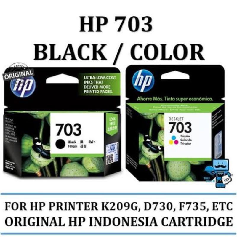 catridge hp 703 black and 703 color original 100%