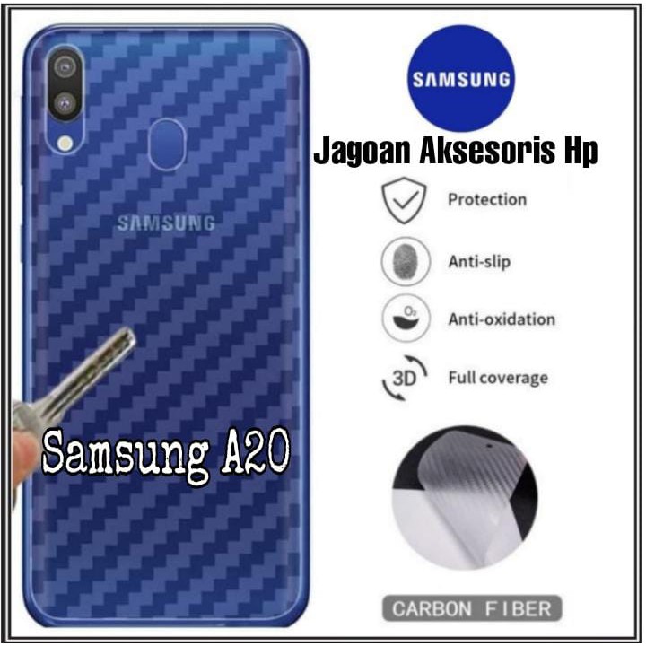 GARSKIN Sticker Carbon Samsung A20 A30 6.4 Skin Carbon Transparan Fiber Protection Back Sticker Carb